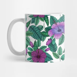 Colorful tropical hibiscus flowers pattern Mug